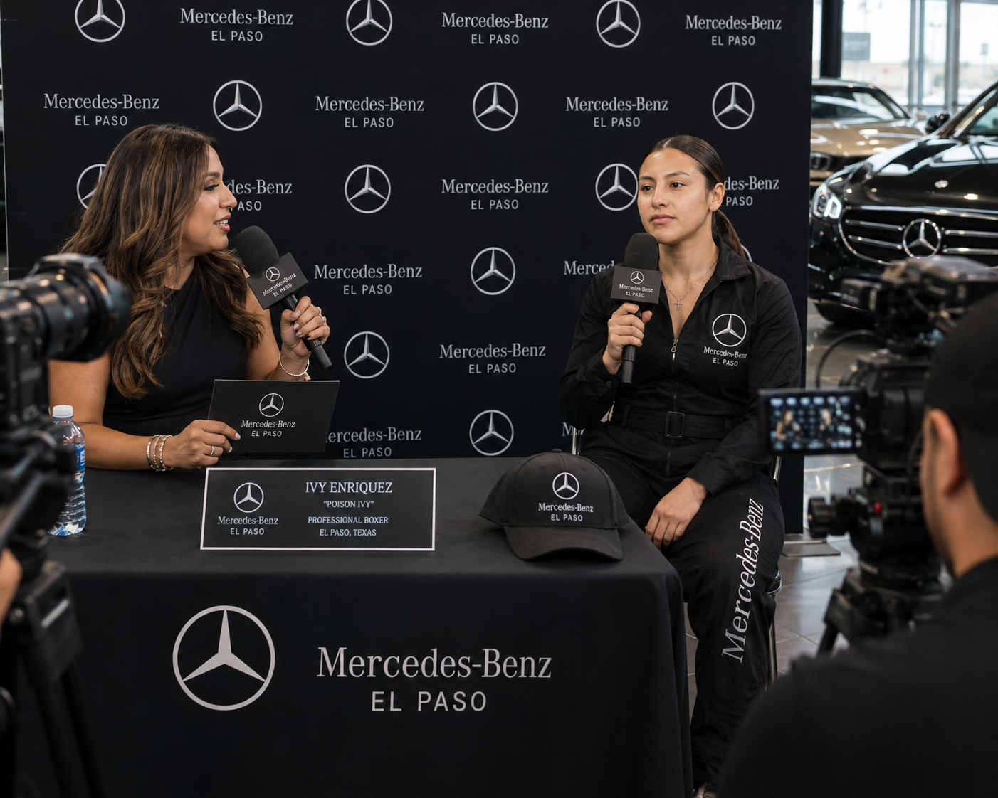 Press conference with Mercedes-Benz branding